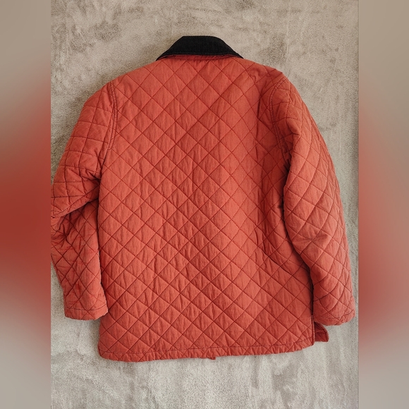 LL Bean Quilted Barn Jacket Thermal Orange Courdoroy Collar Size Medium - Picture 4 of 10